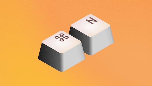 Header image showing two keyboard keys, to signal a new page over a yellow background highlighting Blank Page Syndrome.
