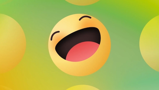 A video showing a smiling emoji floating around