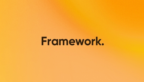 The Framework logo on an orange background
