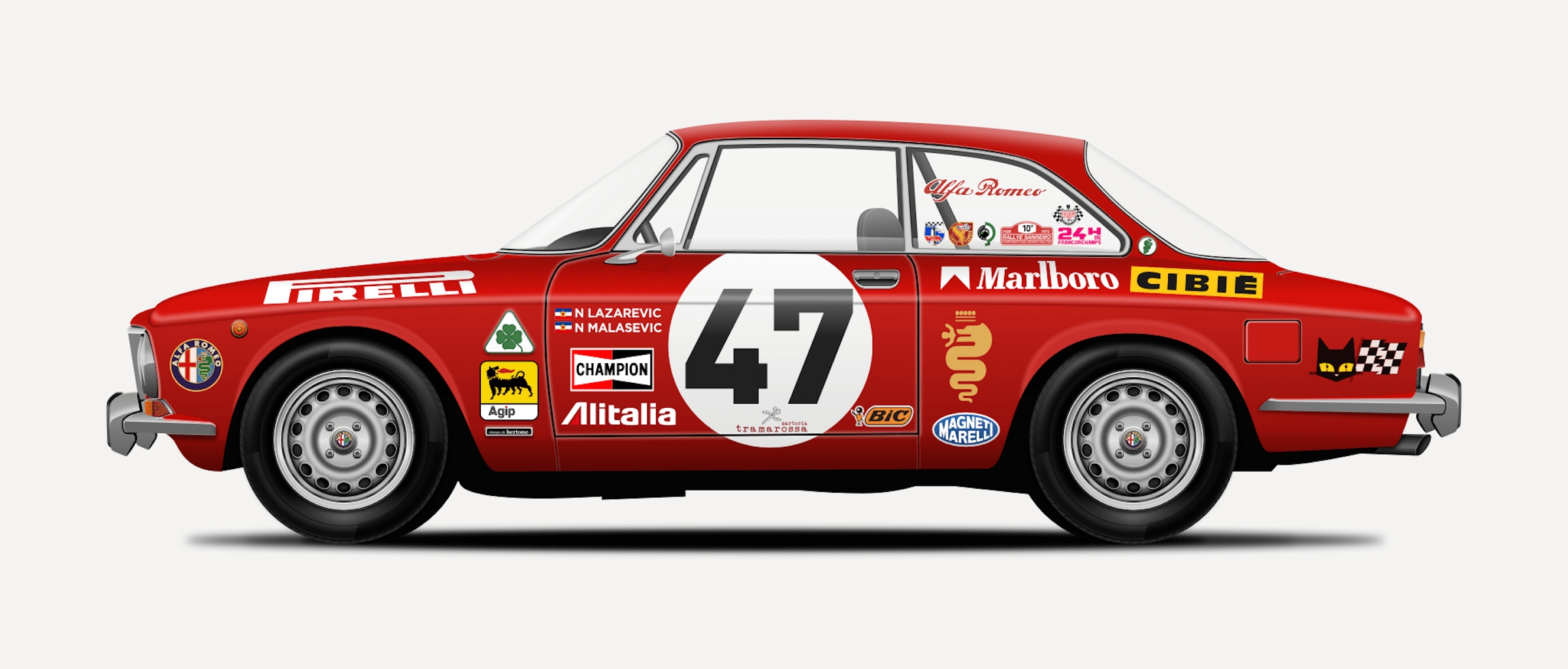 A realistic illustration of an Alfa Romeo car created in Sketch