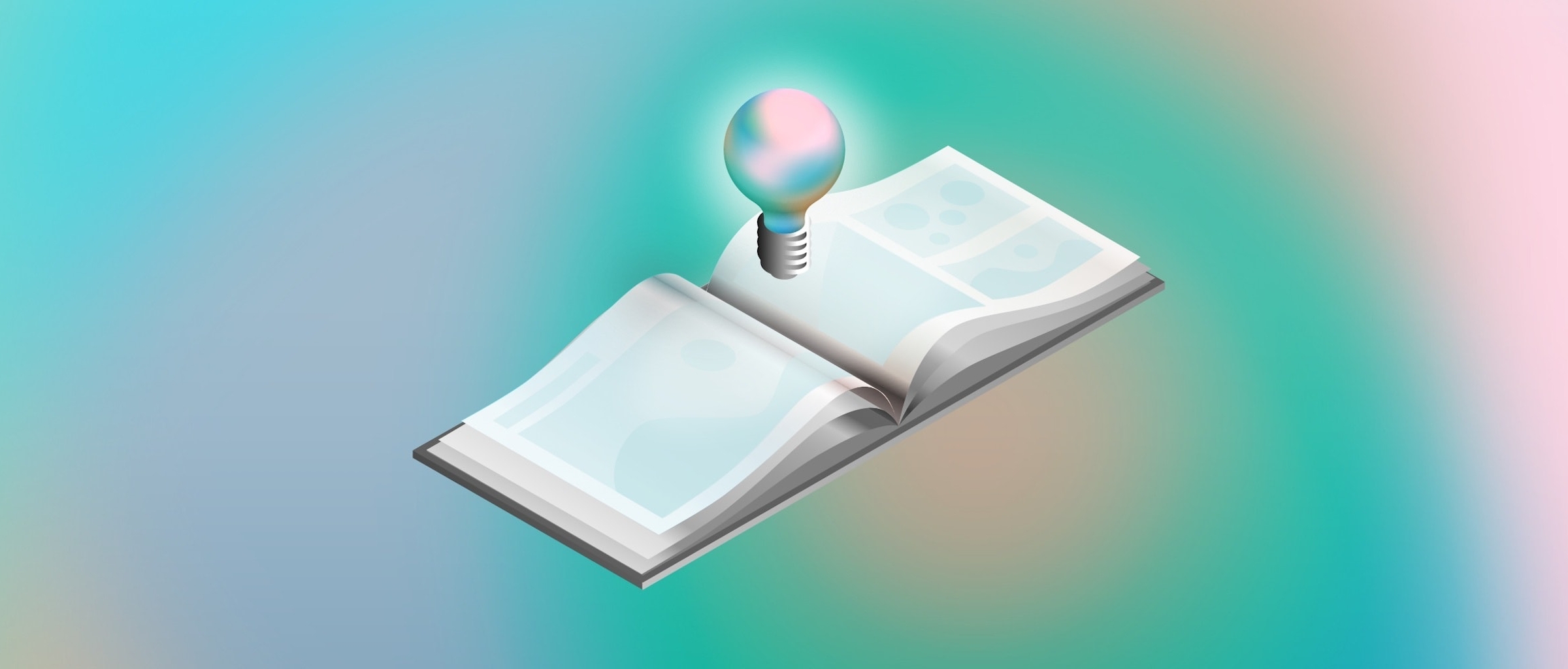 An illustrated image showing an open portfolio book with a lightbulb hovering above one page.