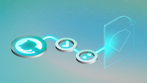 Image showing a GitHub disc connecting to a Sketch document over a teal background.