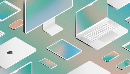 Image showing various device mockups over a teal background.