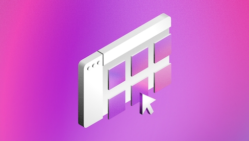 Header image depicting a window with tiles with a purple background.